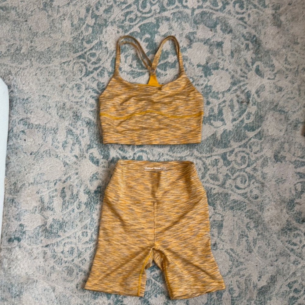 Outdoor Voices Yellow Sports Bra and Shorts Set